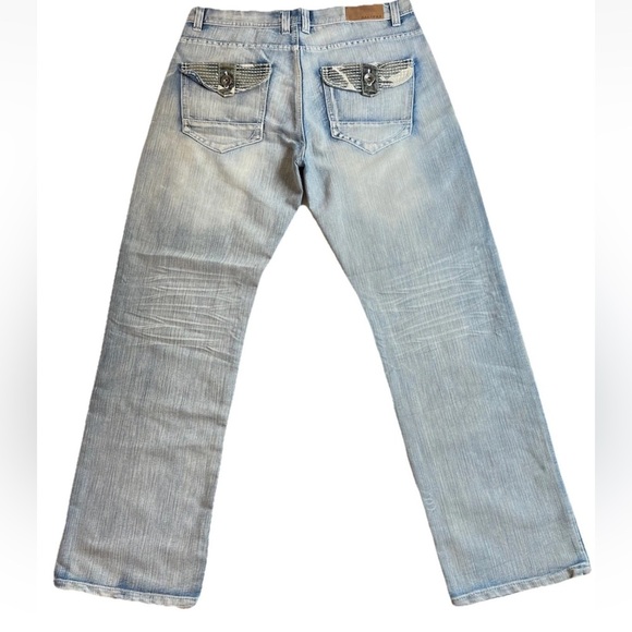 Halifax Jeans Mens 36x32 Blue Relaxed Flap Pocket Vintage Y2K Streetwear Denim - Picture 1 of 8